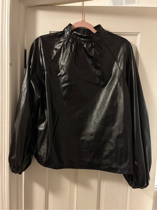 SHEIN Tops - SHEIN Black Faux Leather High Neck Top